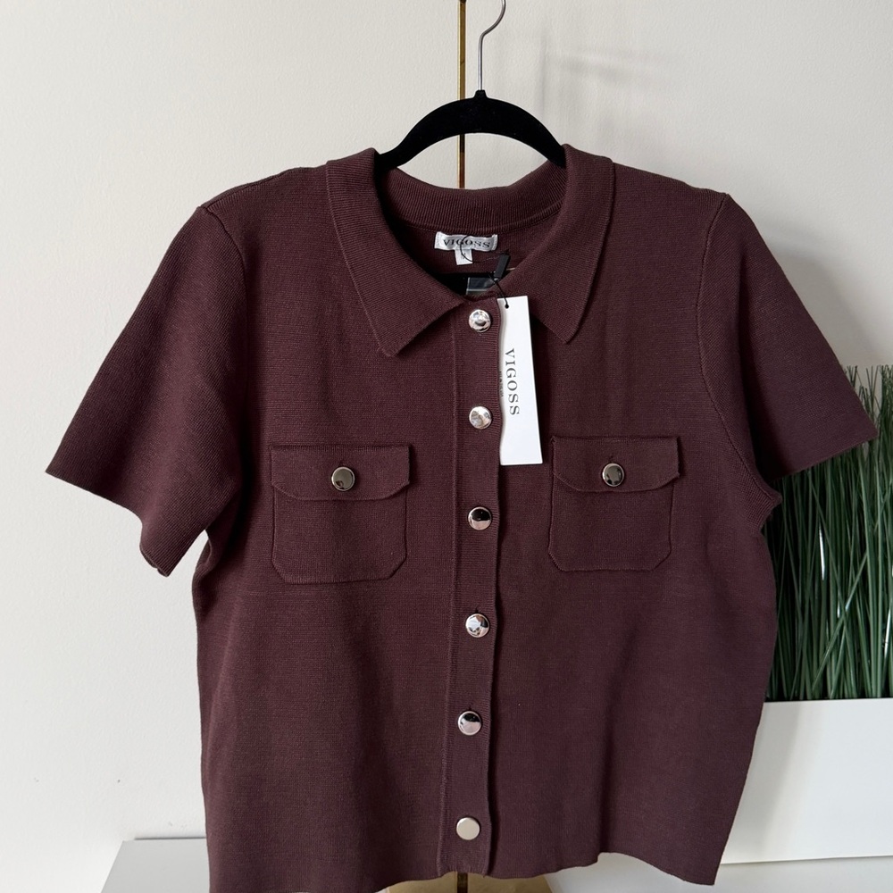 Vigoss Rich Brown Knit Top - Picture 5 of 7